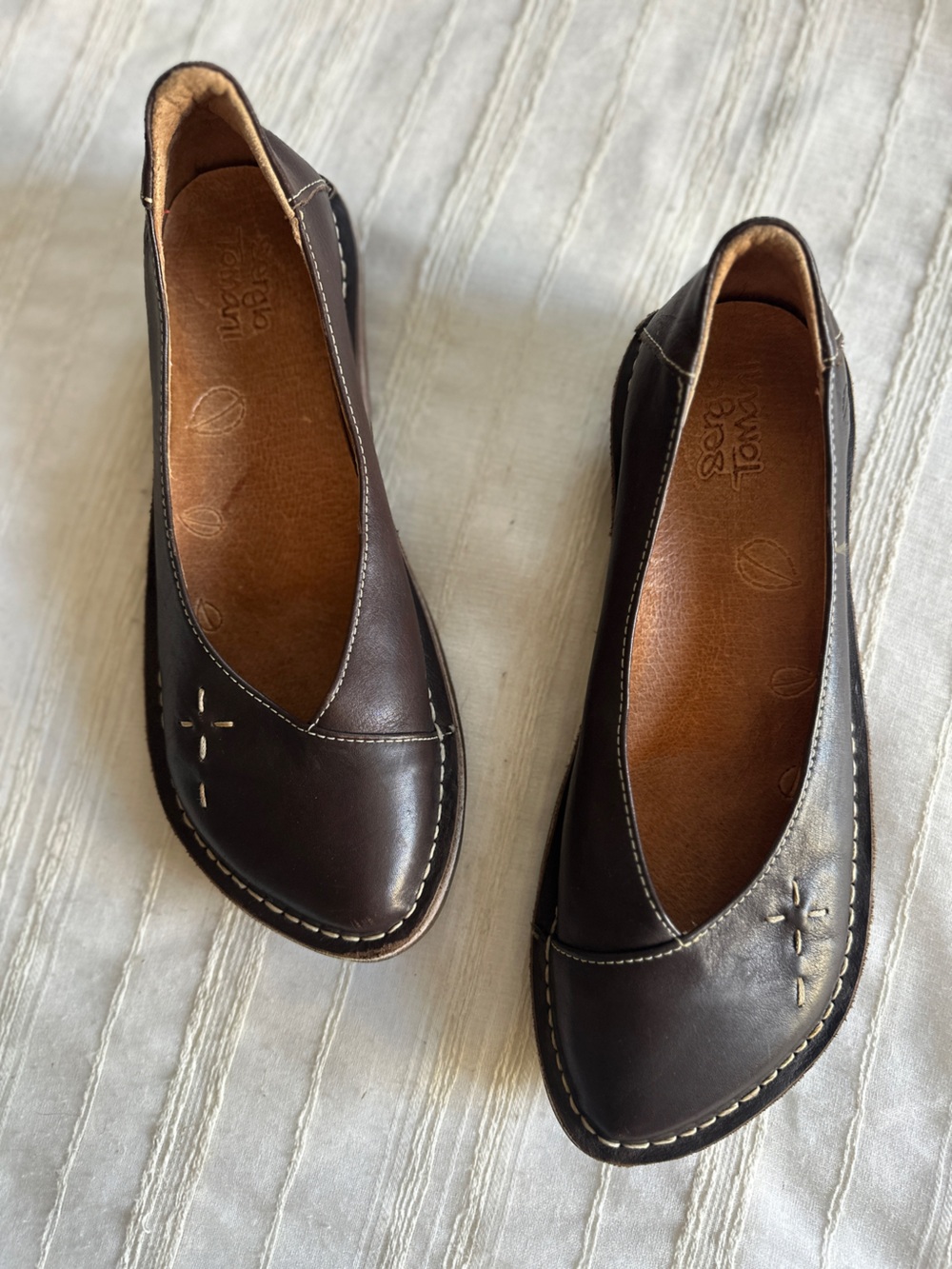 Sergio Tomani Brown Leather Comfort Asymmetric Flats | 39